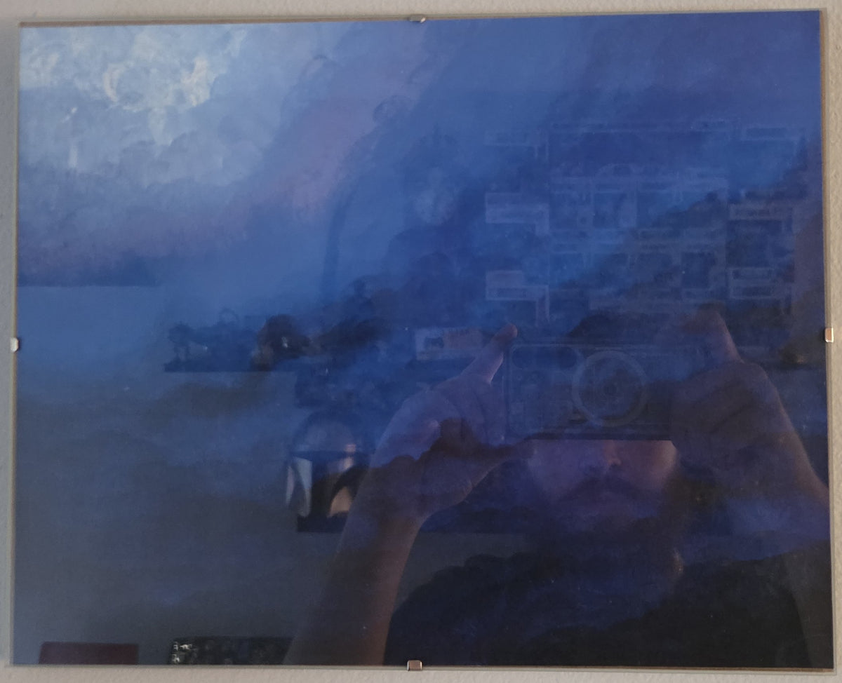 Blue-Sky-Ocean Glass Framed Print