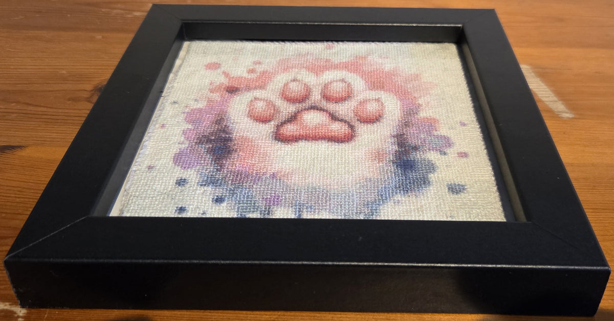 Colourful Paw Cross-Stitch in A Frame