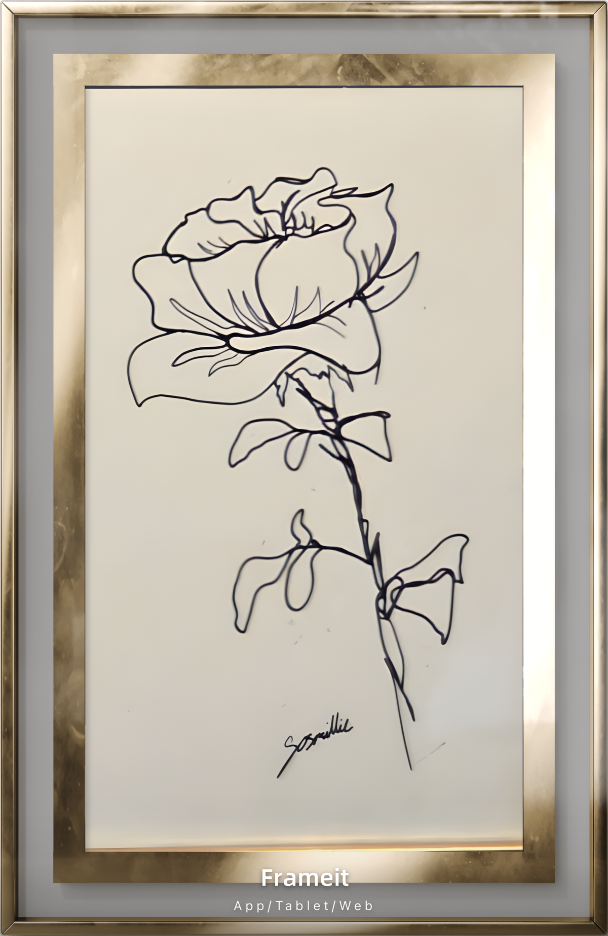 Framed Line Rose
