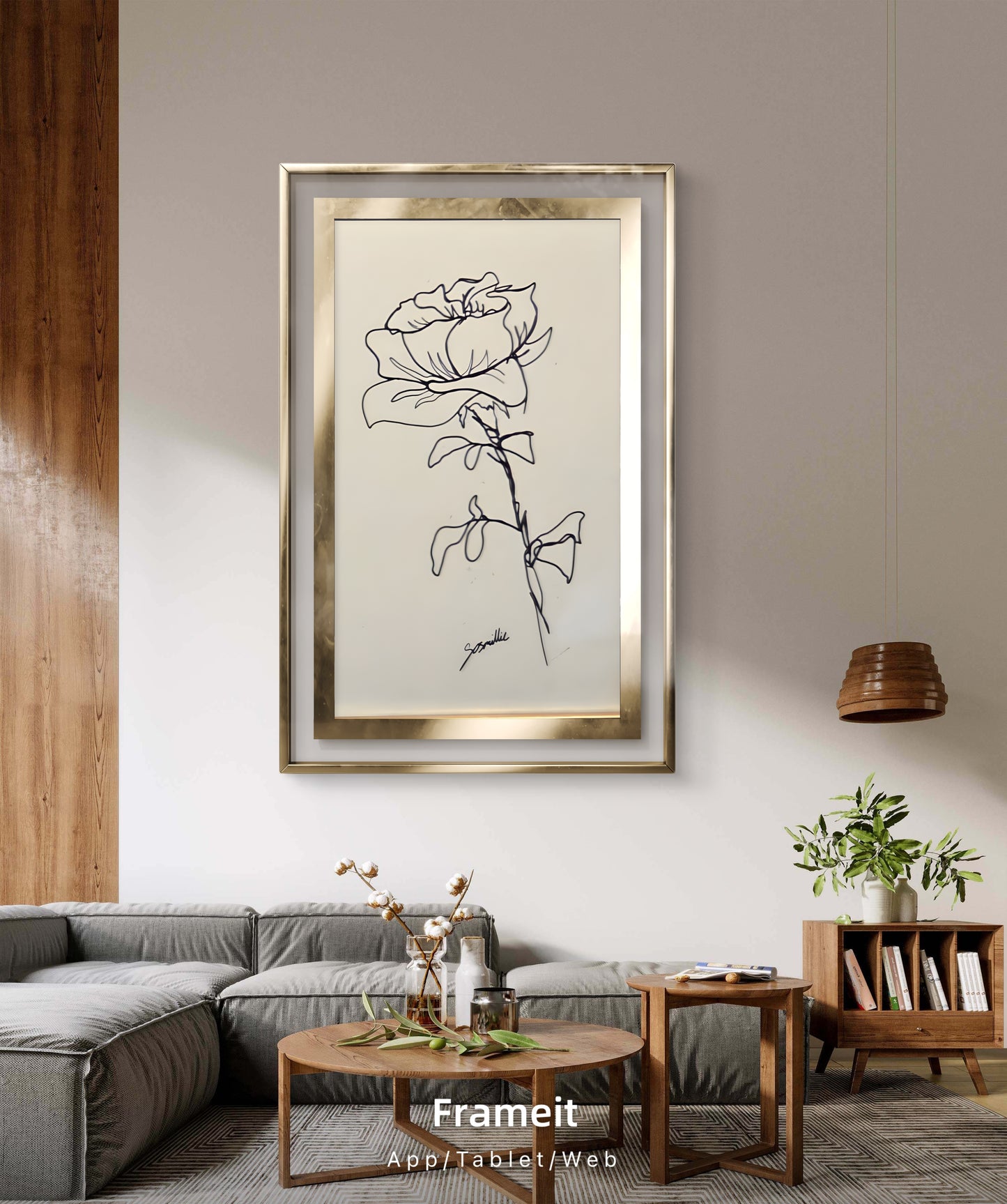 Black-White-Line-Rose Khadi Paper