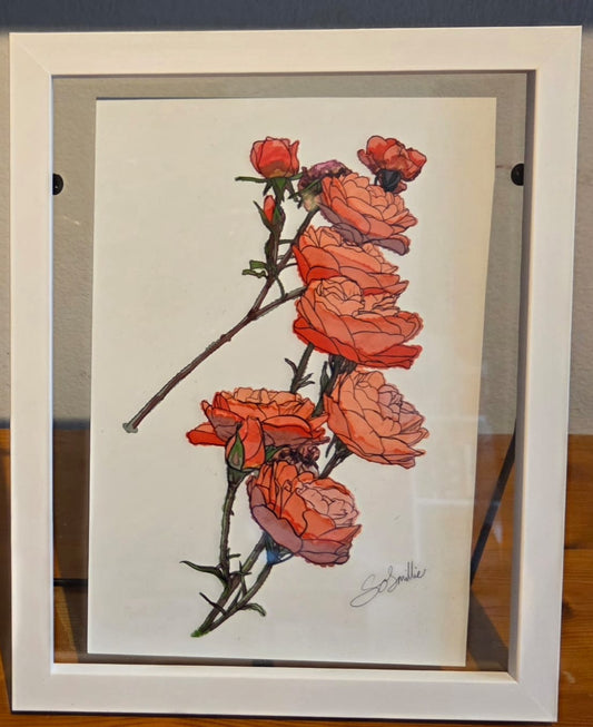 Framed- Orange Tower Roses