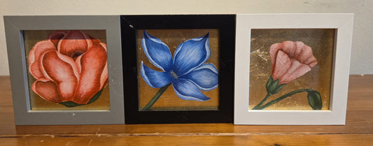 Framed Original Gold Leaf Flower