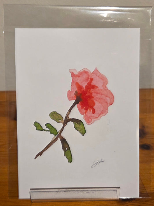 'Single Pink Rose' A6 Print on Photo paper
