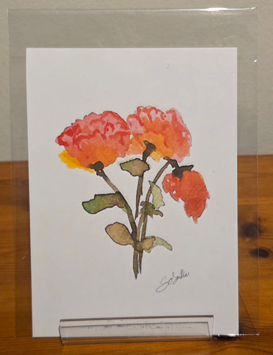 Orange & Pink Roses A6 Print on Photo paper