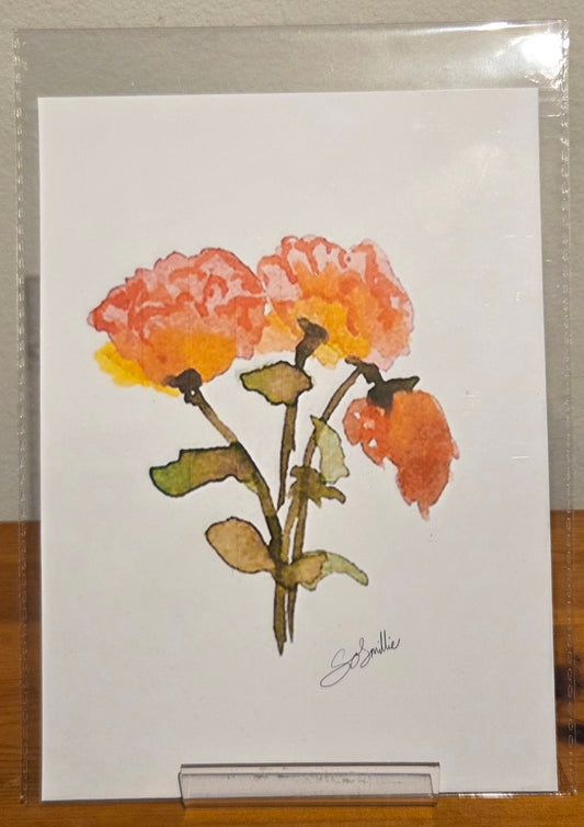 Orange & Pink Rose A5 Print on Photo paper