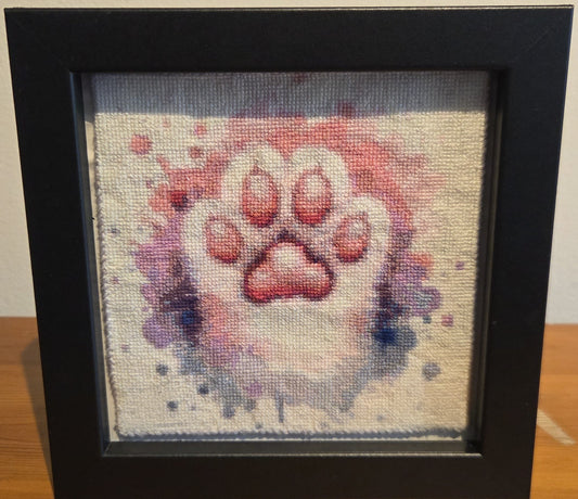Colourful Paw Cross-Stitch in A Frame