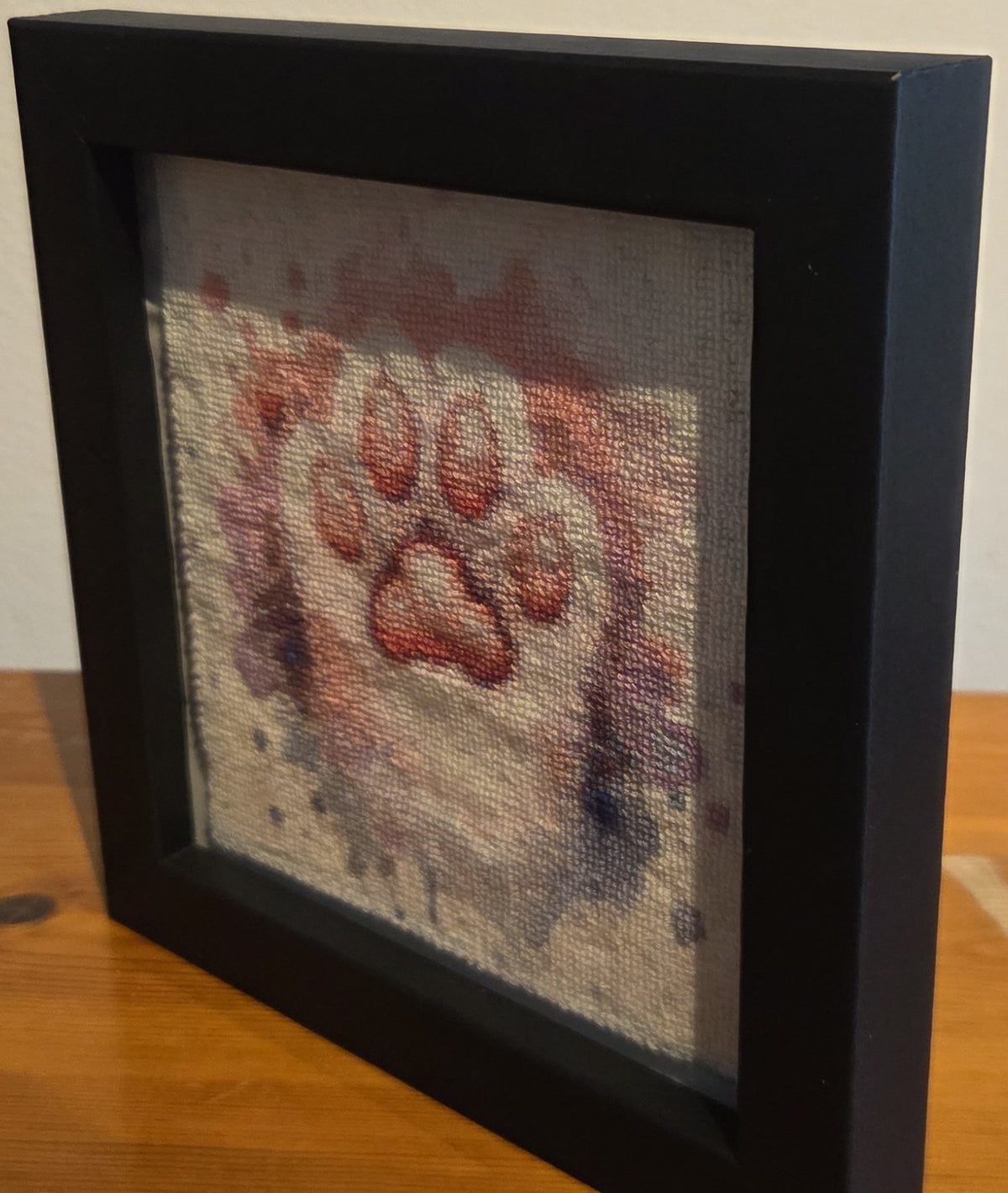 Colourful Paw Cross-Stitch in A Frame