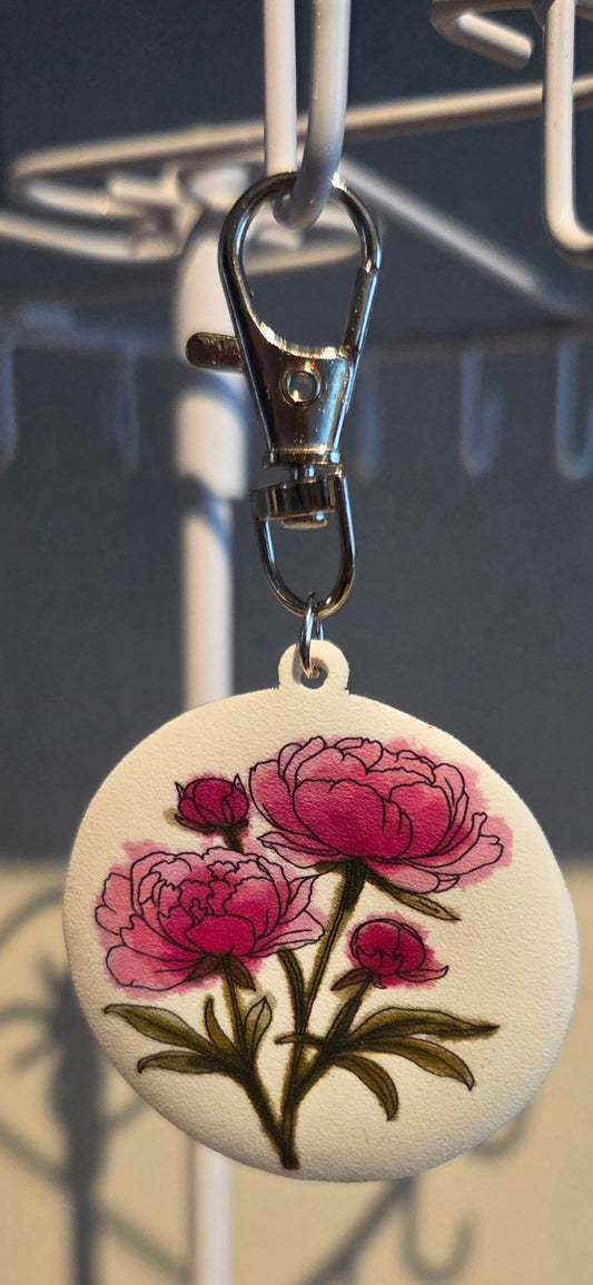 Bunch of peony flowers Keychain
