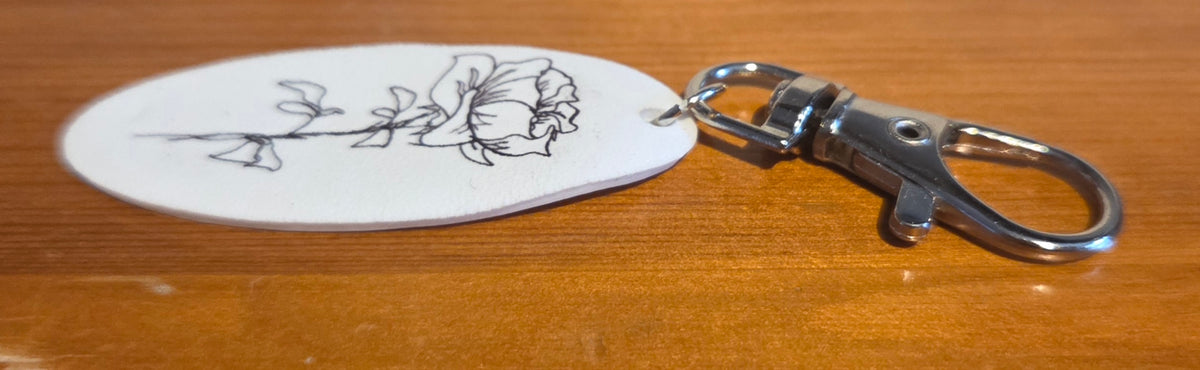 Line Drawing Rose Keychain
