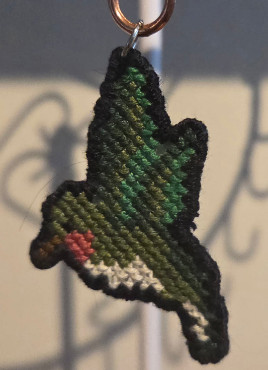 Humming Bird Cross-stitch Keychain