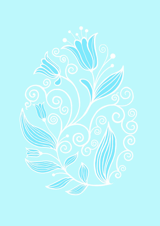 Card Blue Floral Design