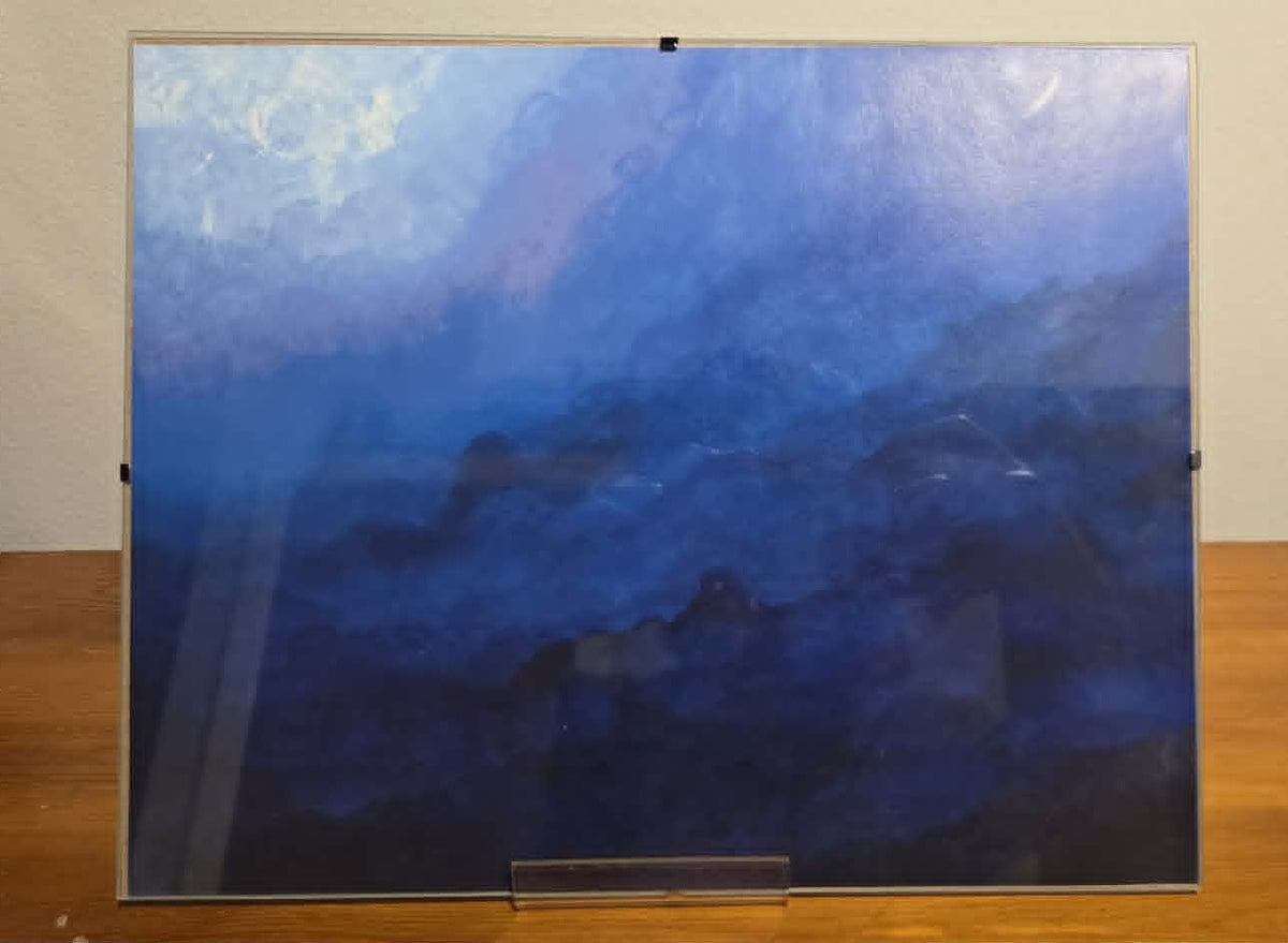 Blue-Sky-Ocean Glass Framed Print