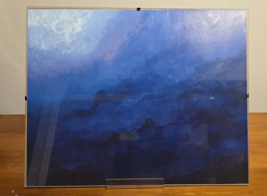 Blue-Sky-Ocean Glass Framed Print