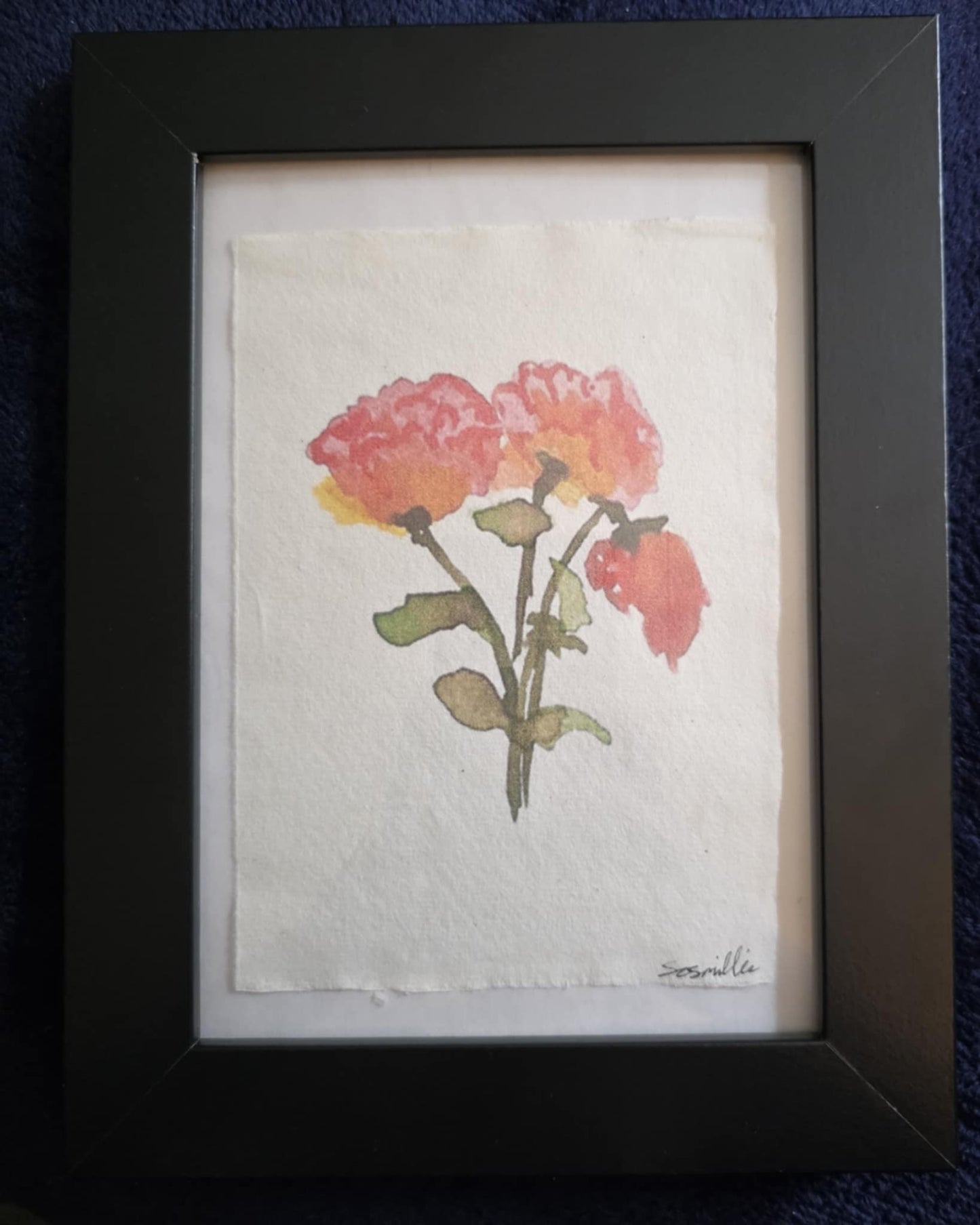 Orange-Pink-Roses Khadi Paper
