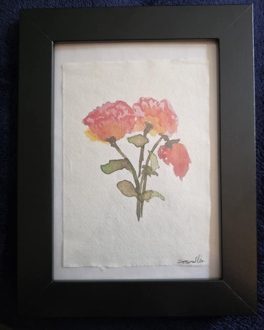 Orange-Pink-Roses Khadi Paper