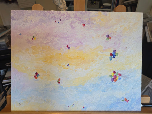 Ballons-in-Clowds Original Acrylic  18"x14"