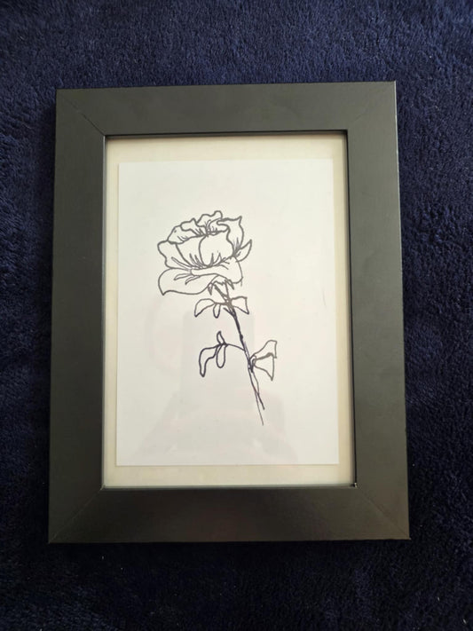 'Black-White-Line-Rose' Photo paper