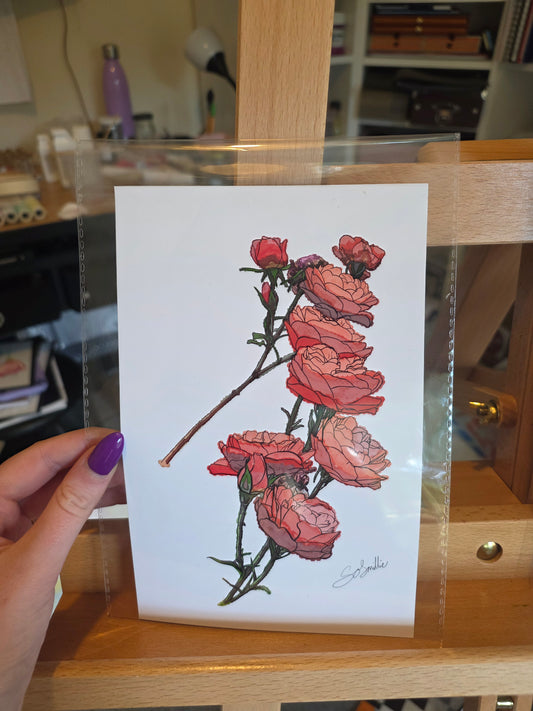 Orange Rose Tower A5 Photo Paper