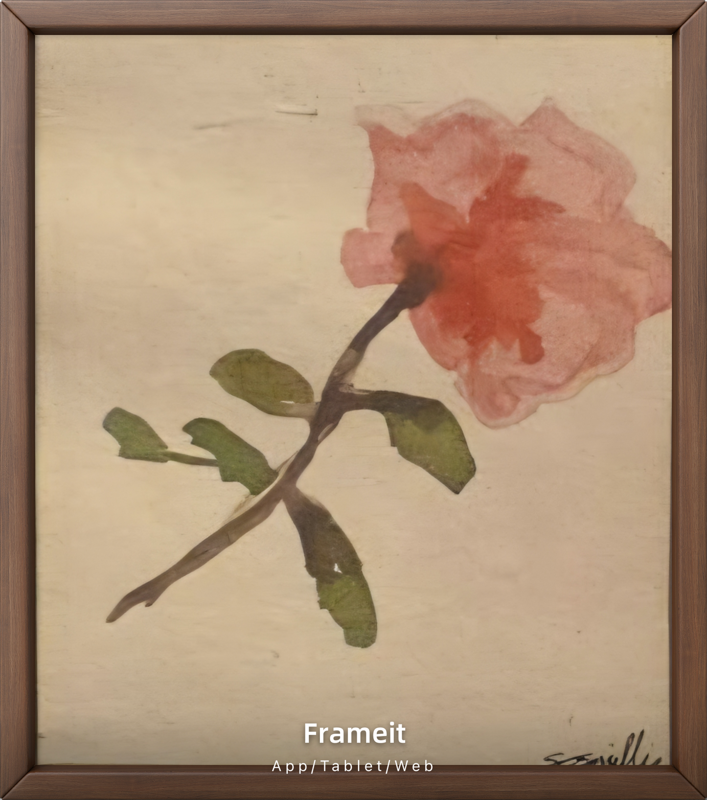'Single-Pink-Rose' Khadi paper