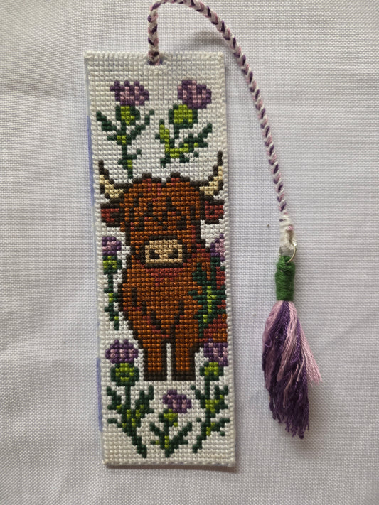 Bookmark cross-stitch Highland cow
